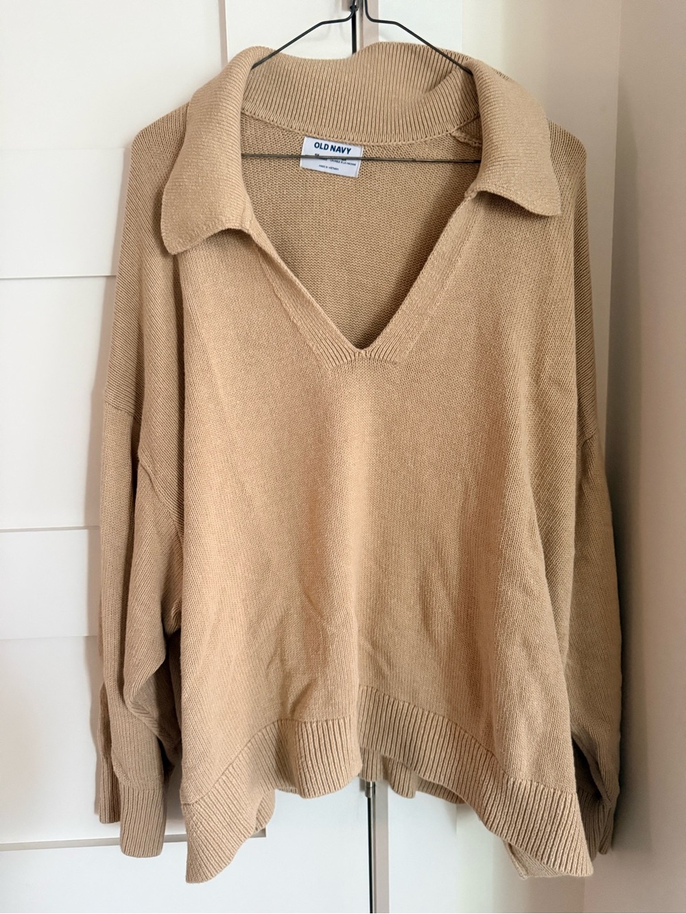 Old Navy Women's V-Neck Collared Sweater - Beige